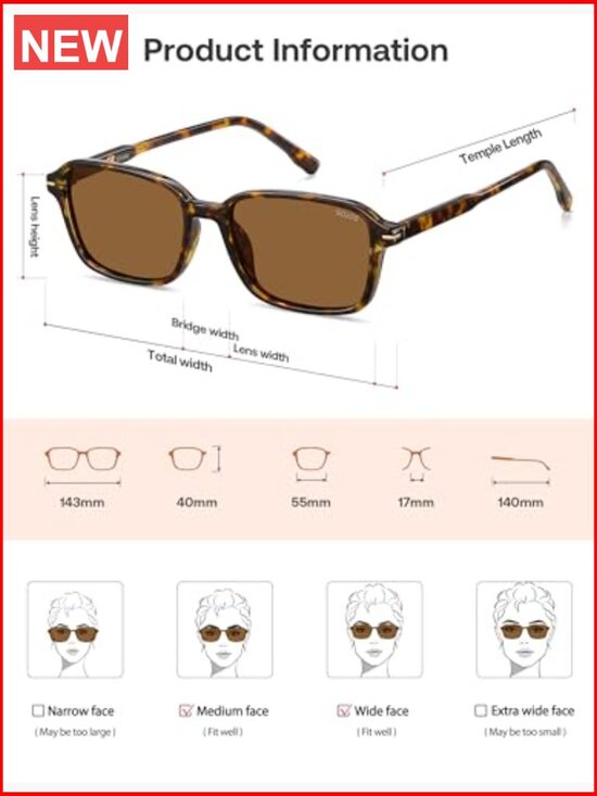 Retro Rectangular Polarized Sunglasses for Women Men UV Protection